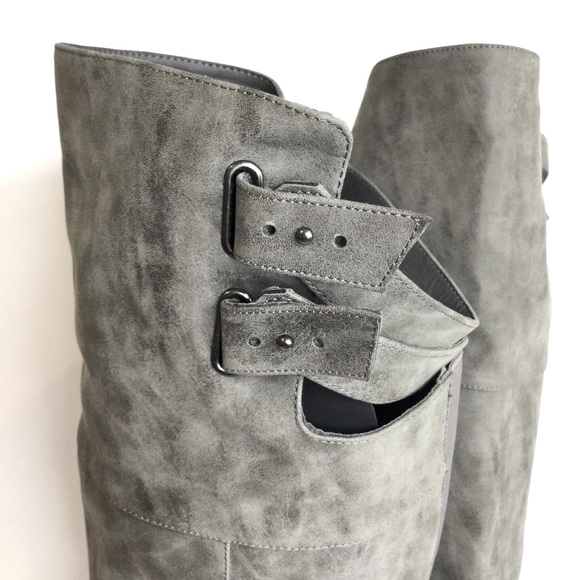 Torrid Gray Distressed Double Strap Boots - Picture 5 of 6